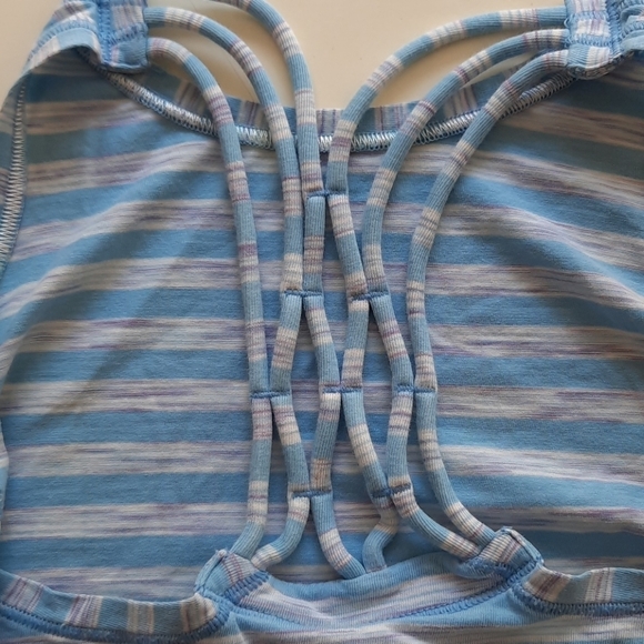 Ivivva 6 blue stripe criss cross athletic tank top - Picture 3 of 9